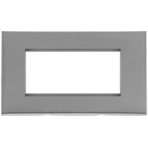 Winchester Range Satin Chrome Silk Switches & Sockets, W35 - 4 Module Euro Plate by Heritage Brass By M-Marcus