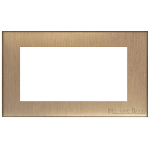Winchester Range Antique Brass Switches & Sockets, W91 - 4 Module Euro Plate by Heritage Brass By M-Marcus