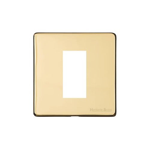 Vintage Range Polished Brass Switches & Sockets, X01 - 1 Module Euro Plate by Heritage Brass By M-Marcus
