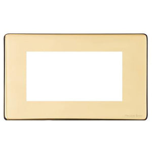 Vintage Range Polished Brass Switches & Sockets, X01 - 4 Module Euro Plate by Heritage Brass By M-Marcus