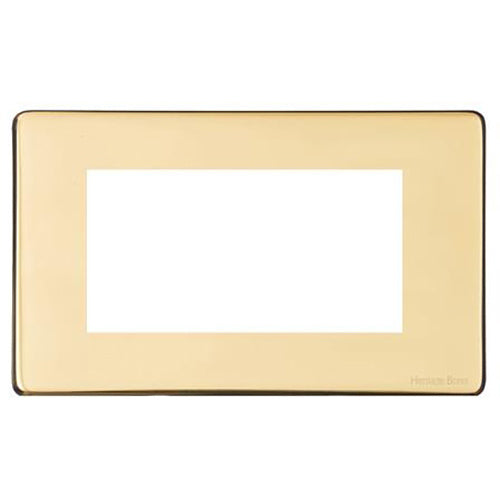 Vintage Range Polished Brass Switches & Sockets, X01 - 4 Module Euro Plate by Heritage Brass By M-Marcus