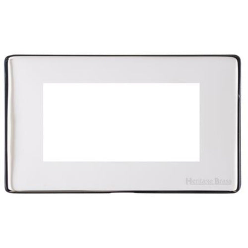 Vintage Range Polished Chrome Switches & Sockets, X02 - 4 Module Euro Plate by Heritage Brass By M-Marcus
