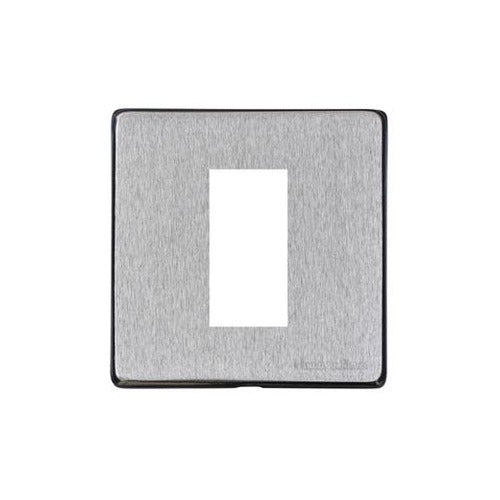 Vintage Range Satin Chrome Switches & Sockets, X03 - 1 Module Euro Plate by Heritage Brass By M-Marcus