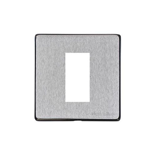 Vintage Range Satin Chrome Switches & Sockets, X03 - 1 Module Euro Plate by Heritage Brass By M-Marcus