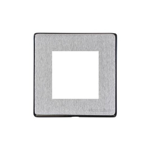 Vintage Range Satin Chrome Switches & Sockets, X03 - 2 Module Euro Plate by Heritage Brass By M-Marcus