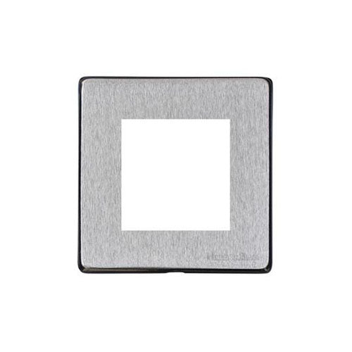 Vintage Range Satin Chrome Switches & Sockets, X03 - 2 Module Euro Plate by Heritage Brass By M-Marcus