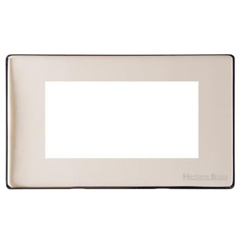 Vintage Range Satin Nickel Switches & Sockets, X05 - 4 Module Euro Plate by Heritage Brass By M-Marcus