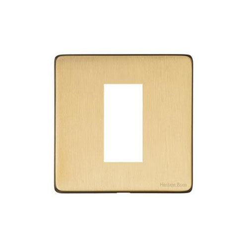Vintage Range Satin Brass Switches & Sockets, X44 - 1 Module Euro Plate by Heritage Brass By M-Marcus