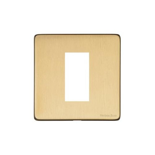 Vintage Range Satin Brass Switches & Sockets, X44 - 1 Module Euro Plate by Heritage Brass By M-Marcus