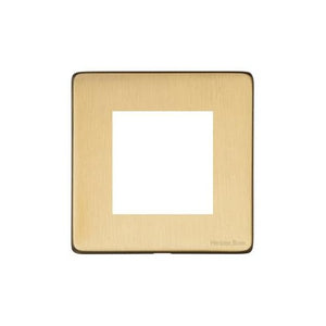 Vintage Range Satin Brass Switches & Sockets, X44 - 2 Module Euro Plate by Heritage Brass By M-Marcus