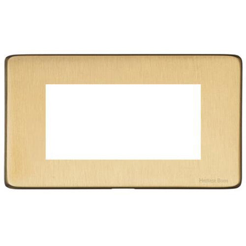 Vintage Range Satin Brass Switches & Sockets, X44 - 4 Module Euro Plate by Heritage Brass By M-Marcus
