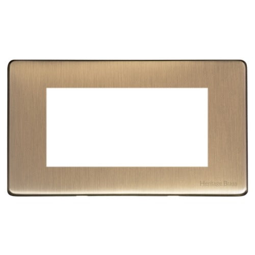 Vintage Range Antique Brass Switches & Sockets, X91 - 4 Module Euro Plate by Heritage Brass By M-Marcus