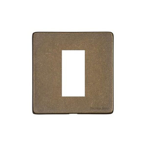 Vintage Range Rustic Brass Switches & Sockets, XRB - 1 Module Euro Plate by Heritage Brass By M-Marcus