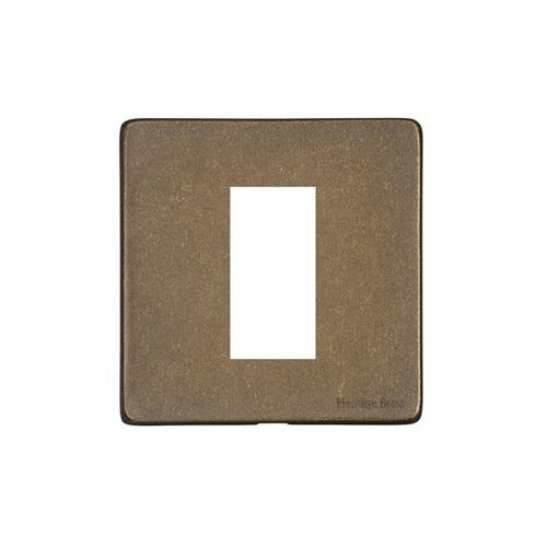 Vintage Range Rustic Brass Switches & Sockets, XRB - 1 Module Euro Plate by Heritage Brass By M-Marcus