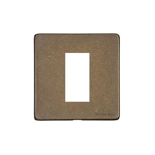 Vintage Range Rustic Brass Switches & Sockets, XRB - 1 Module Euro Plate by Heritage Brass By M-Marcus