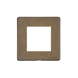 Vintage Range Rustic Brass Switches & Sockets, XRB - 2 Module Euro Plate by Heritage Brass By M-Marcus