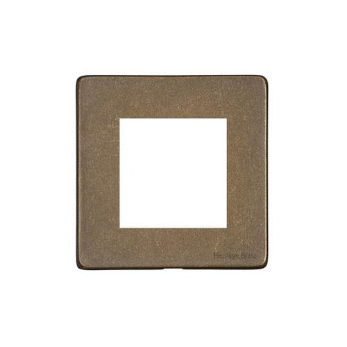 Vintage Range Rustic Brass Switches & Sockets, XRB - 2 Module Euro Plate by Heritage Brass By M-Marcus