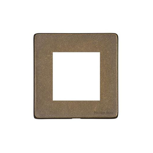 Vintage Range Rustic Brass Switches & Sockets, XRB - 2 Module Euro Plate by Heritage Brass By M-Marcus