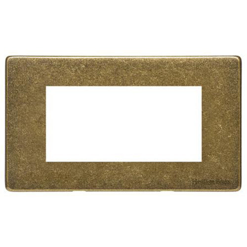 Vintage Range Rustic Brass Switches & Sockets, XRB - 4 Module Euro Plate by Heritage Brass By M-Marcus