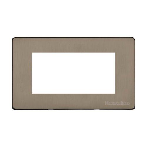 Studio Range Aged Pewter Switches & Sockets, YAP - 4 Module Euro Plate by Heritage Brass By M-Marcus