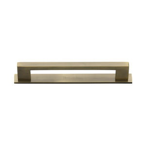 Metro Cabinet Pull Handle with Plate by M Marcus - Heritage Brass