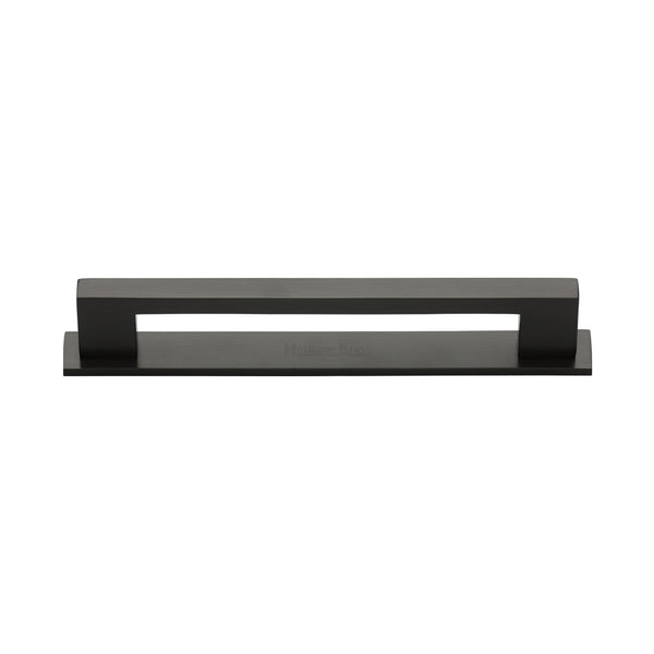 Metro Cabinet Pull Handle with Plate by M Marcus - Heritage Brass