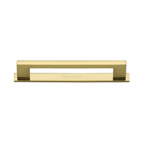 Metro Cabinet Pull Handle with Plate by M Marcus - Heritage Brass