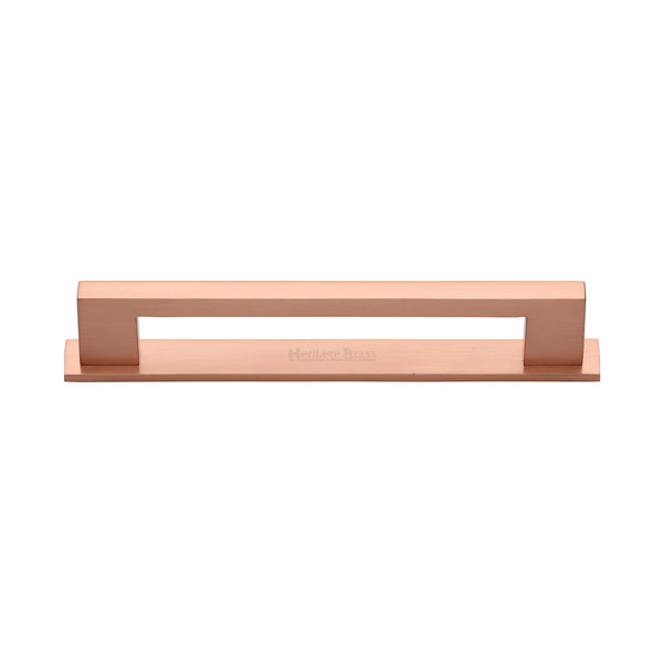 Metro Cabinet Pull Handle with Plate by M Marcus - Heritage Brass