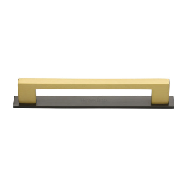 Metro Cabinet Pull Handle with Plate by M Marcus - Heritage Brass