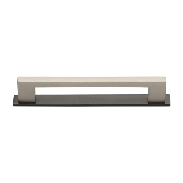 Metro Cabinet Pull Handle with Plate by M Marcus - Heritage Brass