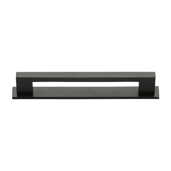 Metro Cabinet Pull Handle with Plate by M Marcus - Heritage Brass