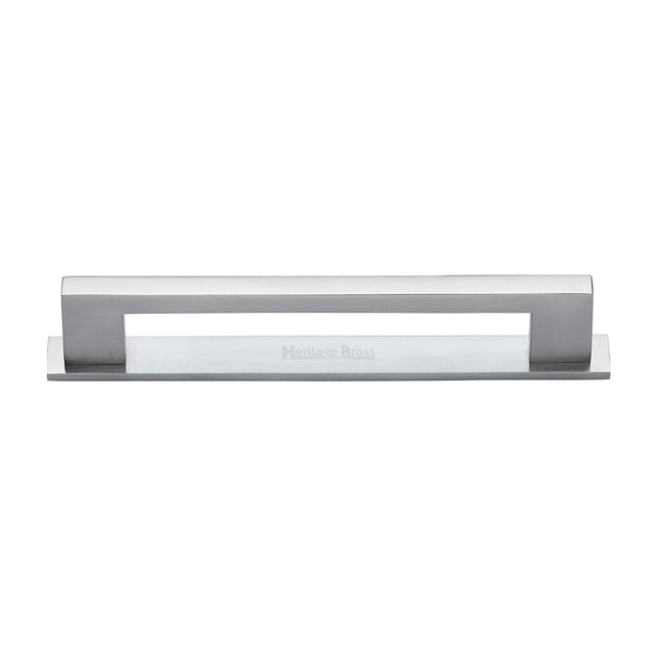 Metro Cabinet Pull Handle with Plate by M Marcus - Heritage Brass