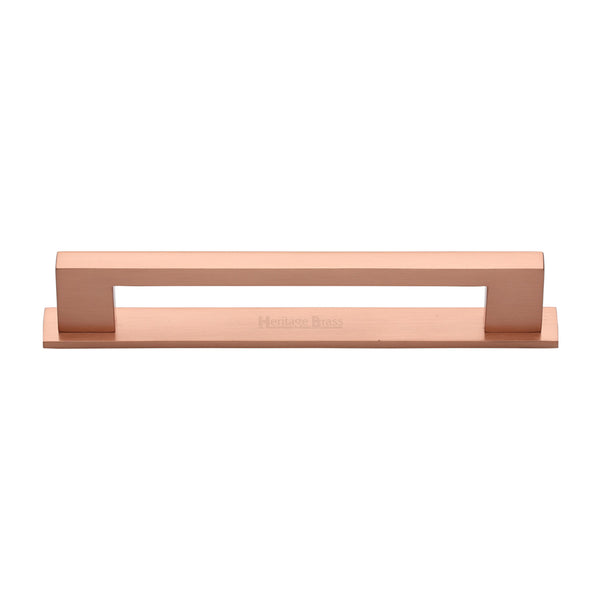 Metro Cabinet Pull Handle with Plate by M Marcus - Heritage Brass