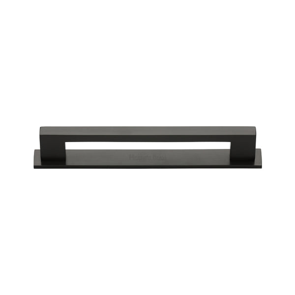 Metro Cabinet Pull Handle with Plate by M Marcus - Heritage Brass