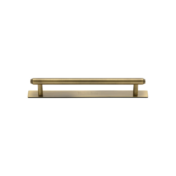 Step Cabinet Pull Handle with Plate by M Marcus - Heritage Brass
