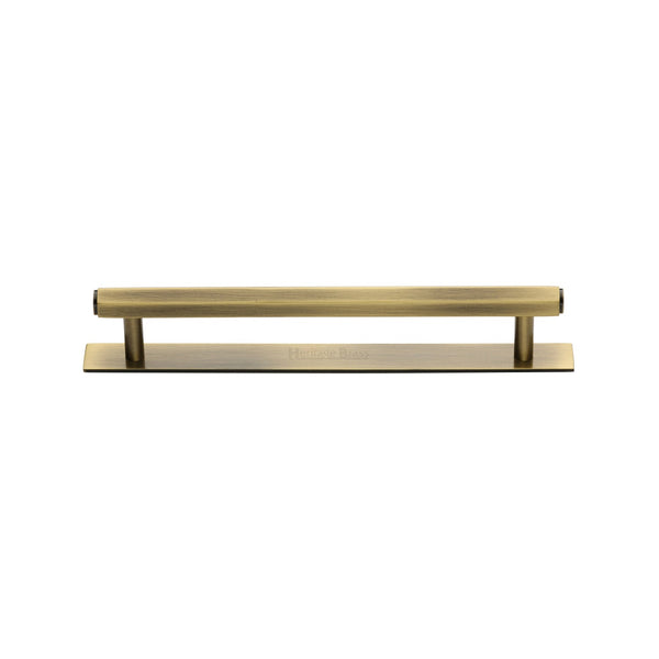 M Marcus - Heritage Brass, Hexagonal Cabinet Pull Handle with Plate, Cabinet Hardware, Cabinet Pull Handles