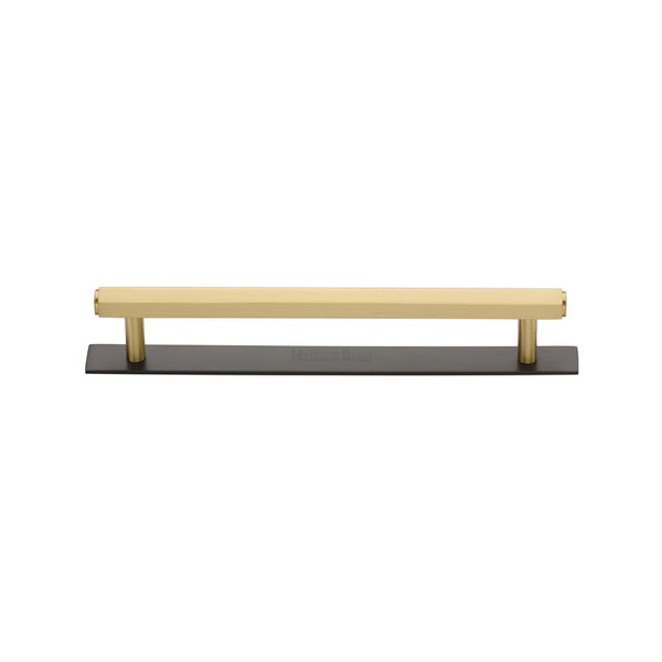 Hexagonal Cabinet Pull Handle with Plate by M Marcus - Heritage Brass