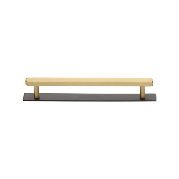 M Marcus - Heritage Brass, Hexagonal Cabinet Pull Handle with Plate, Cabinet Hardware, Cabinet Pull Handles