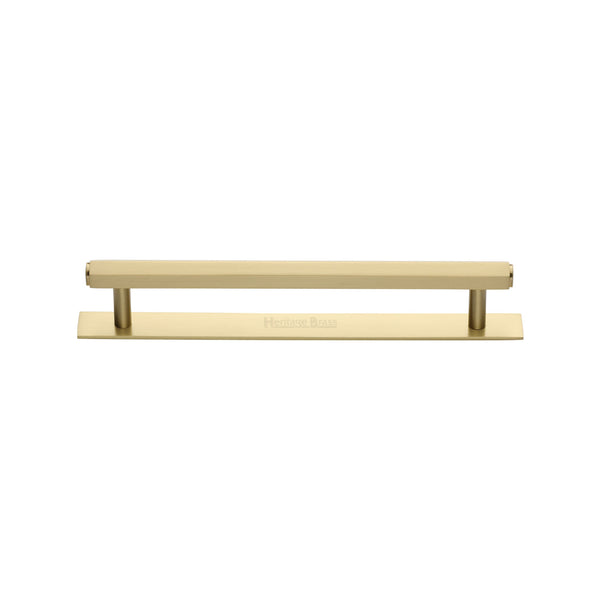 Hexagonal Cabinet Pull Handle with Plate by M Marcus - Heritage Brass