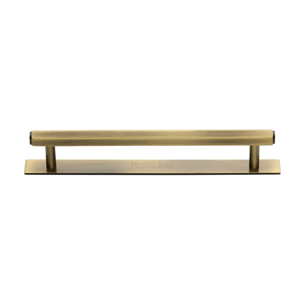 M Marcus - Heritage Brass, Hexagonal Cabinet Pull Handle with Plate, Cabinet Hardware, Cabinet Pull Handles