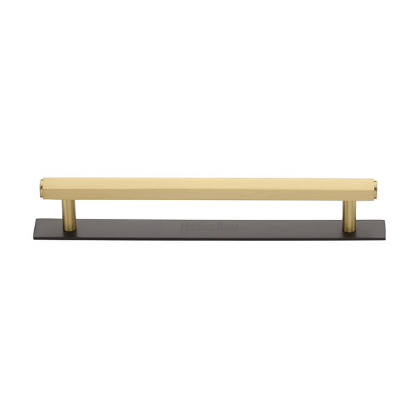 Hexagonal Cabinet Pull Handle with Plate by M Marcus - Heritage Brass