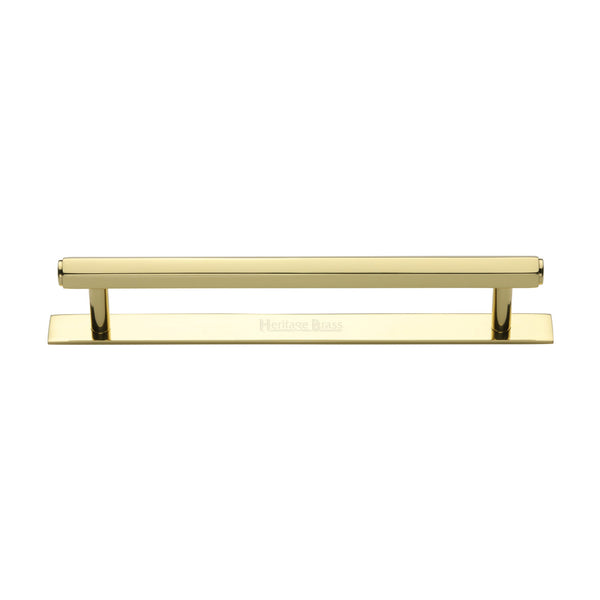 Hexagonal Cabinet Pull Handle with Plate by M Marcus - Heritage Brass