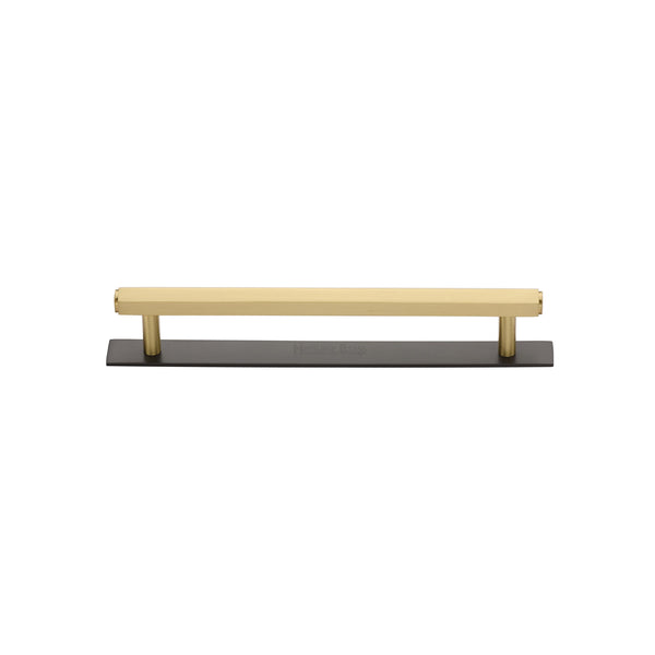 Hexagonal Cabinet Pull Handle with Plate by M Marcus - Heritage Brass