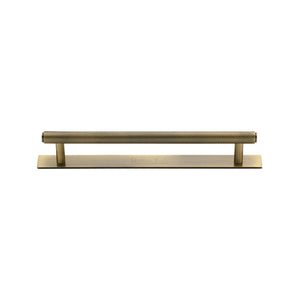 Knurled Cabinet Pull Handle with Plate by M Marcus - Heritage Brass