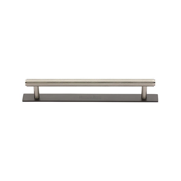 Knurled Cabinet Pull Handle with Plate by M Marcus - Heritage Brass