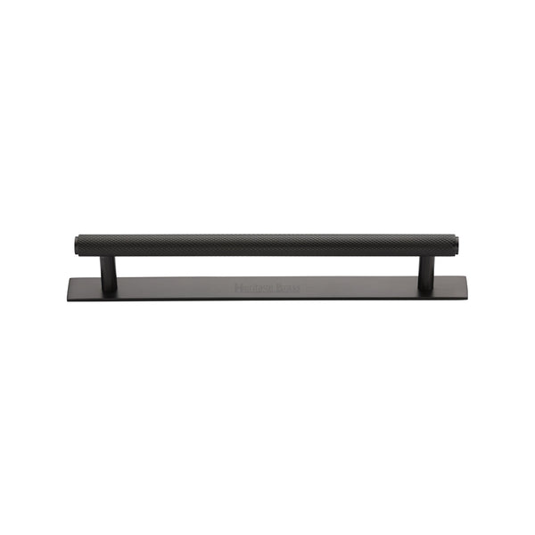 Knurled Cabinet Pull Handle with Plate by M Marcus - Heritage Brass