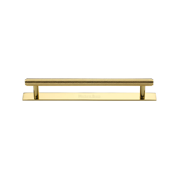 Knurled Cabinet Pull Handle with Plate by M Marcus - Heritage Brass