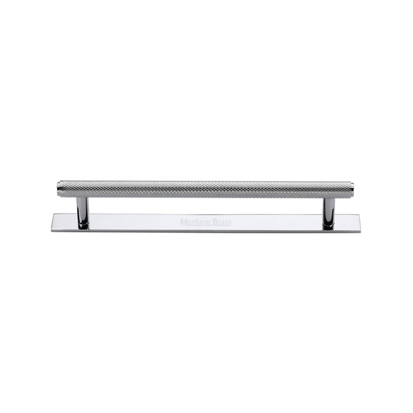 Knurled Cabinet Pull Handle with Plate by M Marcus - Heritage Brass