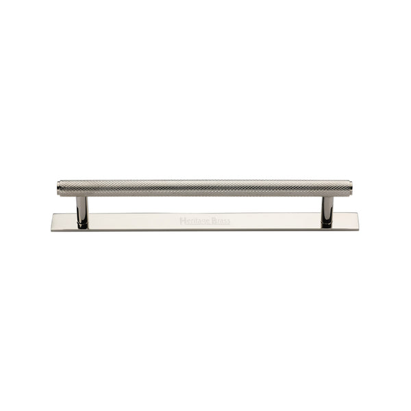 Knurled Cabinet Pull Handle with Plate by M Marcus - Heritage Brass