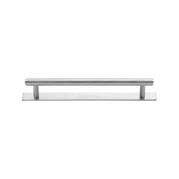 Knurled Cabinet Pull Handle with Plate by M Marcus - Heritage Brass